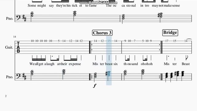 Whobilly - " MrBeast Outro Song " Guitar Tabs смотреть онлайн