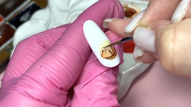 Рисуем акварелью пирожное. Акварель на ногтях. Дизайн ногтей. Уроки по акварели на ногтях