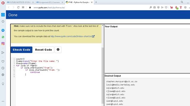 PYTHON DATA STRUCTURE (Assignment-8.5)- COURSERA