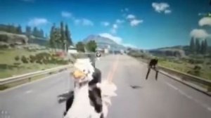 Final Fantasy XV - ignis is riding a visible chocobo glitch :P