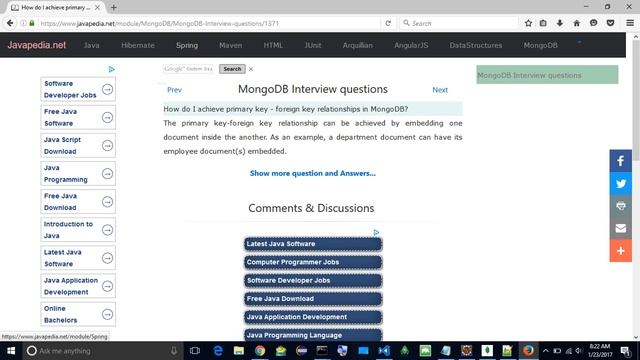 How do I achieve primary key - foreign key relationships in MongoDB?
| javapedia.net