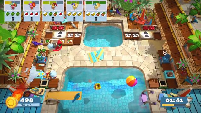 Overcooked! 2 - Surf n Turf Level 1-4 - 4 Stars - Co-op Play - 2 Player