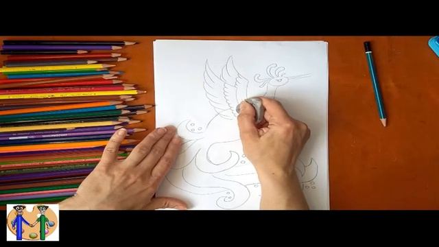 Как нарисовать жар-птицу. Онлайн-школа рисования "Малевашки"
