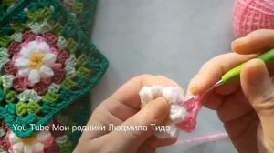 Бабушкин квадрат с цветком Как связать бабушкин квадрат