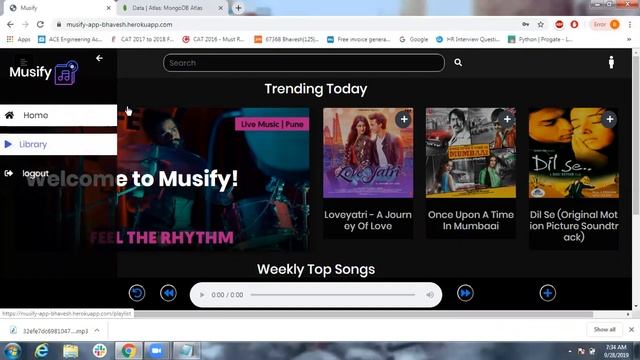 Musify - A Music Streaming web Application | Software Engineering Course's Project (Demo 3)