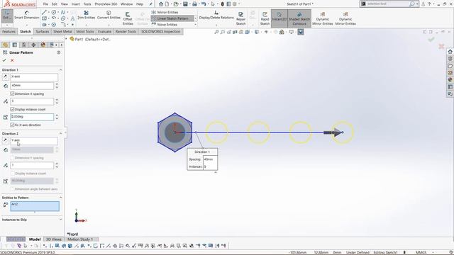 SOLIDWORKS 3D CAD — Linear Sketch Pattern Tool