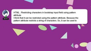 HTML : Restricting characters in bootstrap input field using pattern attribute