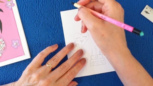 Открытка торт на день Рождения. Как сделать красивую открытку. How to make a beautiful postcard смотреть онлайн