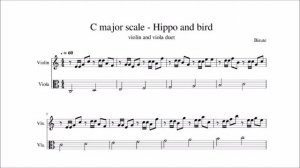 C major (C-dur) two octaves scale - HIPPO🦛 & 🐦BIRD - violin & viola duet (PLAY ALONG)