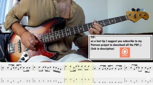 Liam Gallagher - One Of Us BASS COVER + PLAY ALONG TAB + SCORE PDF