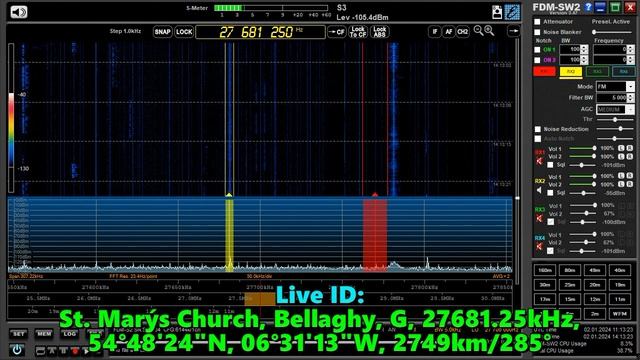 02.01.2024 11:13UTC, [CADS], Церковь Св. Марии, Белайи, Северная Ирландия, 27681.25кГц, 2749км, 10Вт