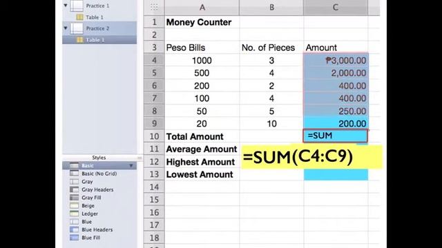 Spreadsheet tutorial 2 (NUMBERS)
