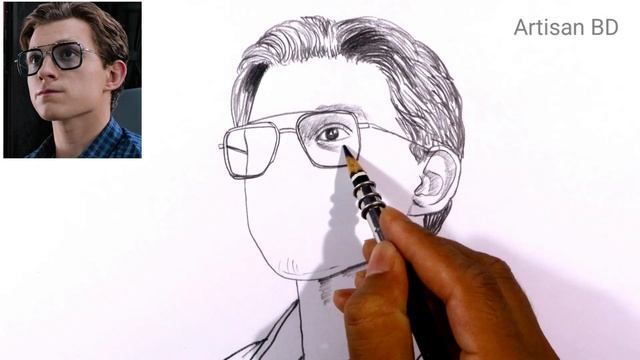 How to draw tom holland spiderman on way home | Spider-Man Step by step Easy Drawing смотреть онлайн