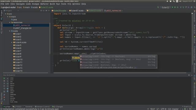 Solving Project Euler problems with Scala - Problem 22 смотреть онлайн
