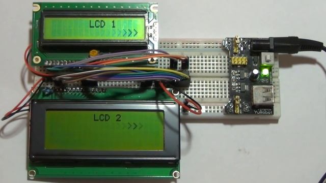 AVR ATMega8  + 2 LCD ДИСПЛЕЯ (16x2) & (20x4)