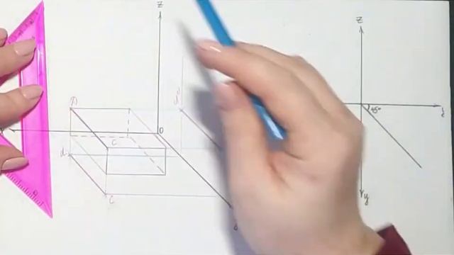 Построение проецирующих прямых. Видео 5. Фронтально-проецирующая прямая.