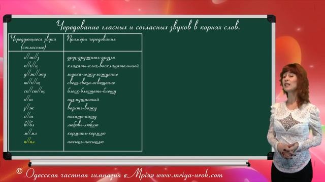 Чередование гласных и согласных звуков в корнях слов смотреть онлайн