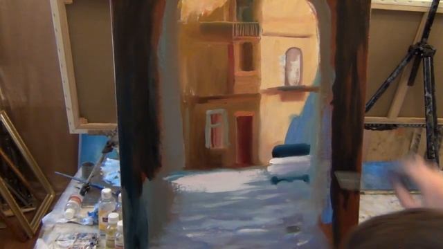 живопись маслом уроки Южакова .дворик смотреть онлайн