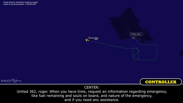 Flaps disagreement. Overweight and high speed landing. United B764 returned to Honolulu. Real ATC смотреть онлайн
