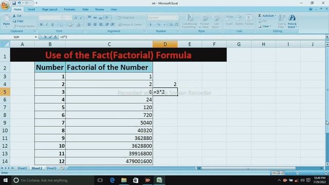 Use of the fact(factorial) formula in MS Excel #excelformula #excel  #exceltutorial | math & trig ?