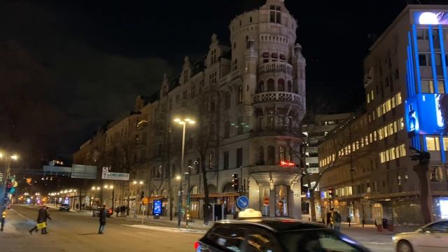 Stockholm, Sweden Christmas Lights Tour - City Walk at Night смотреть онлайн