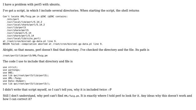 Ubuntu: Perl doesn't include directory смотреть онлайн