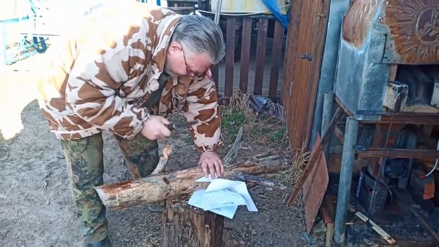 Кованый нож из стали 9ХС. Тест. смотреть онлайн