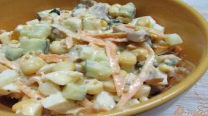 Салат из яиц свинины огурца