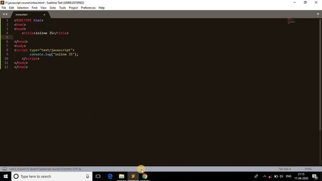 Javascript Course : Adding Javascript to HTML (inline JS)