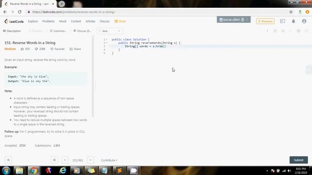 Coding Interview Tutorial 52: Reverse Words in a String [LeetCode] смотреть онлайн