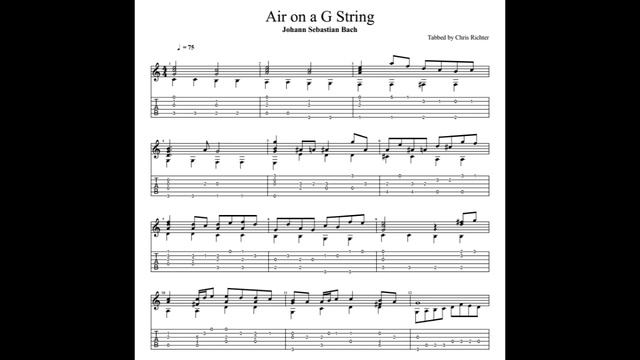 Johann Sebastian Bach: Air on a G String with tablature/sheet music for solo fingerstyle guitar смотреть онлайн