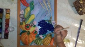 Панно из солёного теста "Дары осени ". 2 Поделки на осеннюю тему . DIY. Солёное тесто.