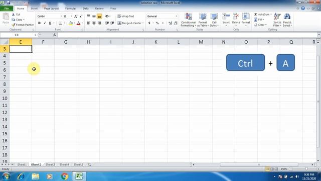 How can we select entire worksheet in MS Excel 2010?(English) смотреть онлайн