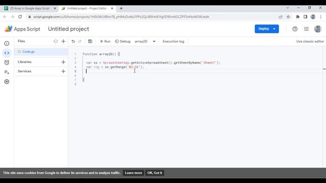 2D Array in Google Apps Script in Hindi ?