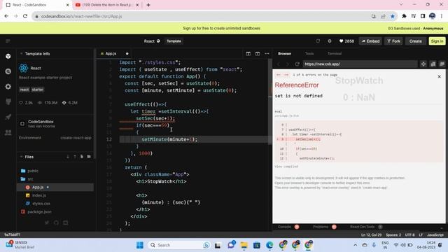 Stop Watch or Timer in React || React Code Assessment || Interview смотреть онлайн