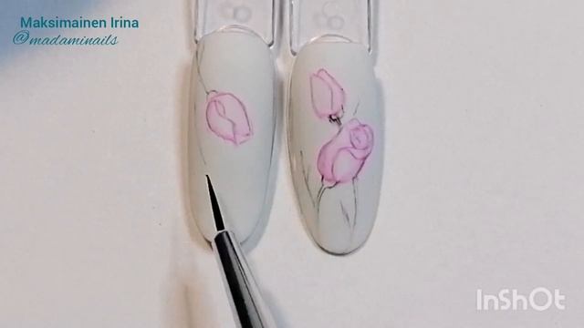 Rosebuds, watercolor on nails. Акварельные карандаши и краски. МК бутоны роз. #nailart #rosesnails смотреть онлайн