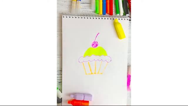 Как нарисовать Милое Пирожное необычными маркерами Милые легкие рисунки смотреть онлайн