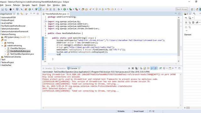 Selenium WebDriver Session 7 - Operations for a Radio Button смотреть онлайн