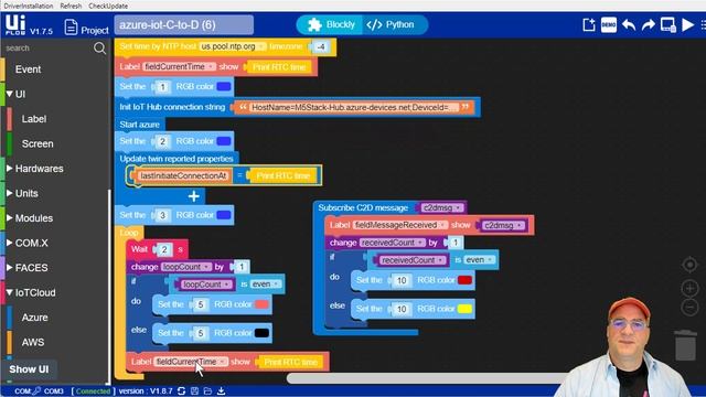 M5Stack Core2 UIFlow/Python - Azure IoT Hub to Device - C2D