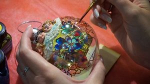 Мастер класс роспись елочной игрушки как рисовать витраж Ангелы Art C.Kreul Glasmal Farbe