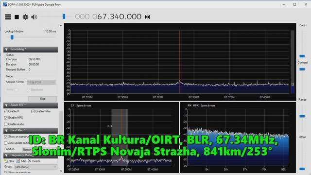 31.05.2021 09:30UTC, [Es, OIRT], BR Канал Культура, Белоруссия, 67.34МГц, 841км и 66.08МГц, 924км