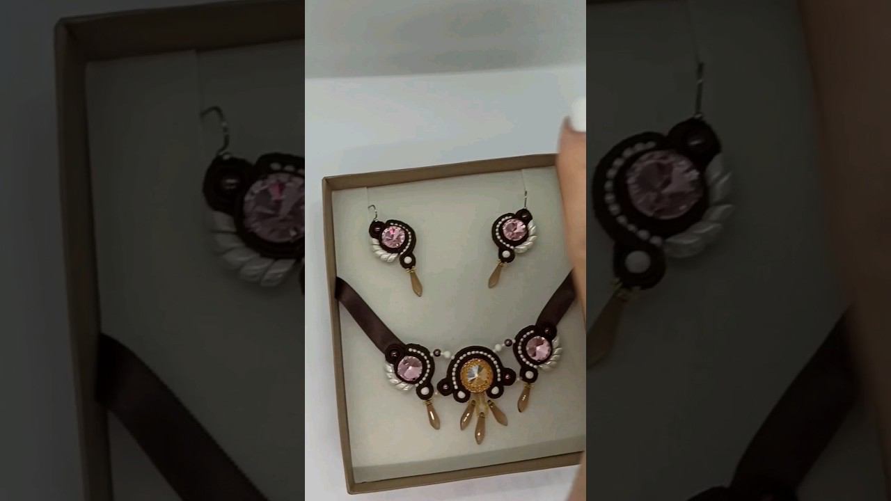 Подарок - колье и серьги из сутажа и кристаллов смотреть онлайн