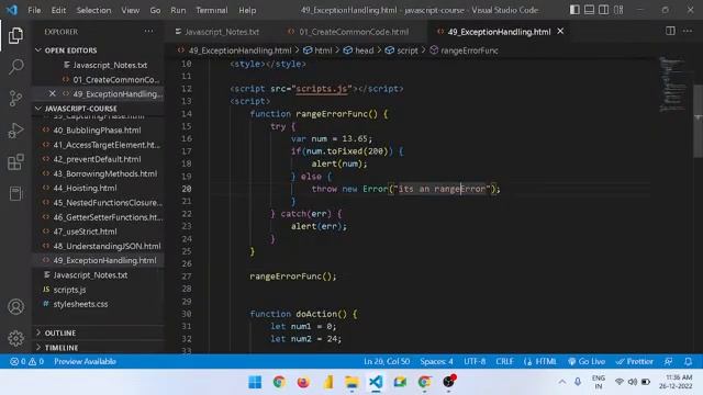 Javascript - What is Exception Handling try, catch, throw, finally, What is Regular Expressions