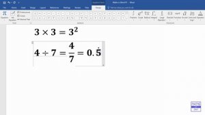 Type Maths in Word using Insert Equation