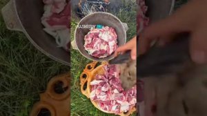 Cooking meat in Kazakhstan