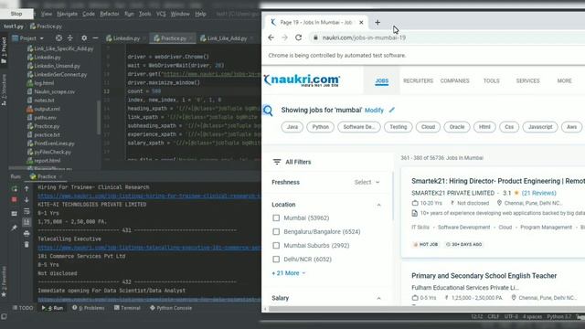 Naukri.com Web Scraping mini Project using Python + Selenium