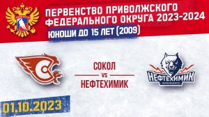 01.10.2023. ПРЯМОЙ ЭФИР. Первенство ПФО. ХК "Сокол-2009" (Ново-рск) - ХК "Нефтехимик" (Нижнекамск)