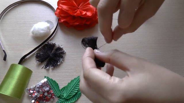 Канзаши Мастер класс Красный мак ободок для волос канзаши DIY red flower handmade смотреть онлайн