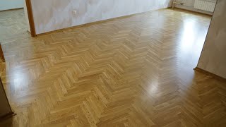 Реставрация штучного дубового паркета "ёлочка".