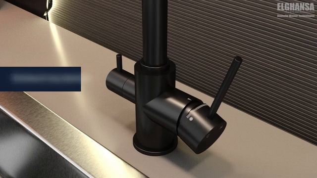 Дизайнерский смеситель для кухни (на мойку) ELGHANSA арт.56B5216-Black для фильтра, матовый черный смотреть онлайн